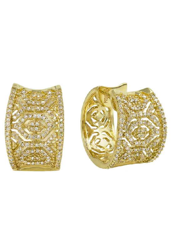 Moderna D'Oro Yellow Gold Diamond Earrings, .73 TCW