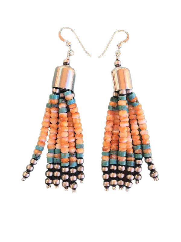 Tassel Earrings, Multicolor Beads