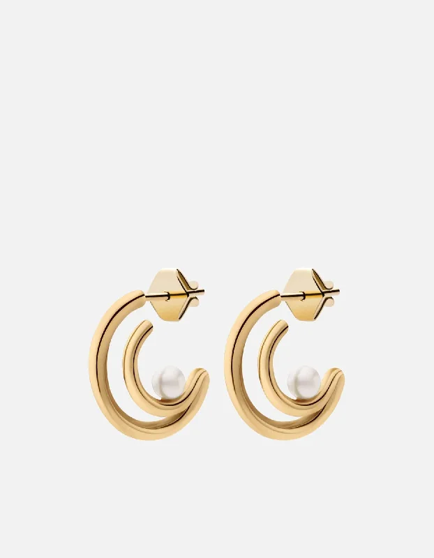 Nia Pearl Hoops, Gold Vermeil