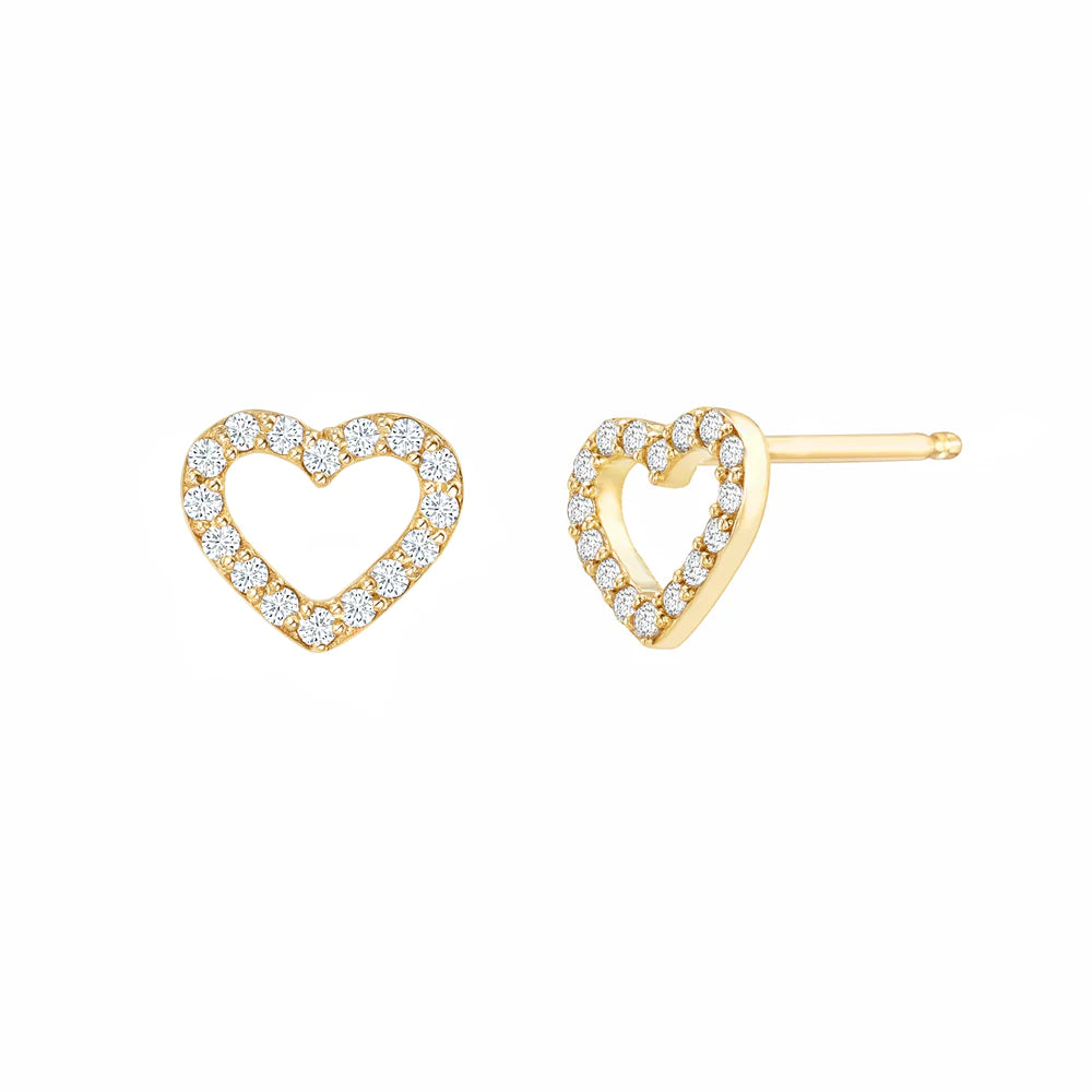 Open Pave Heart Diamond Studs