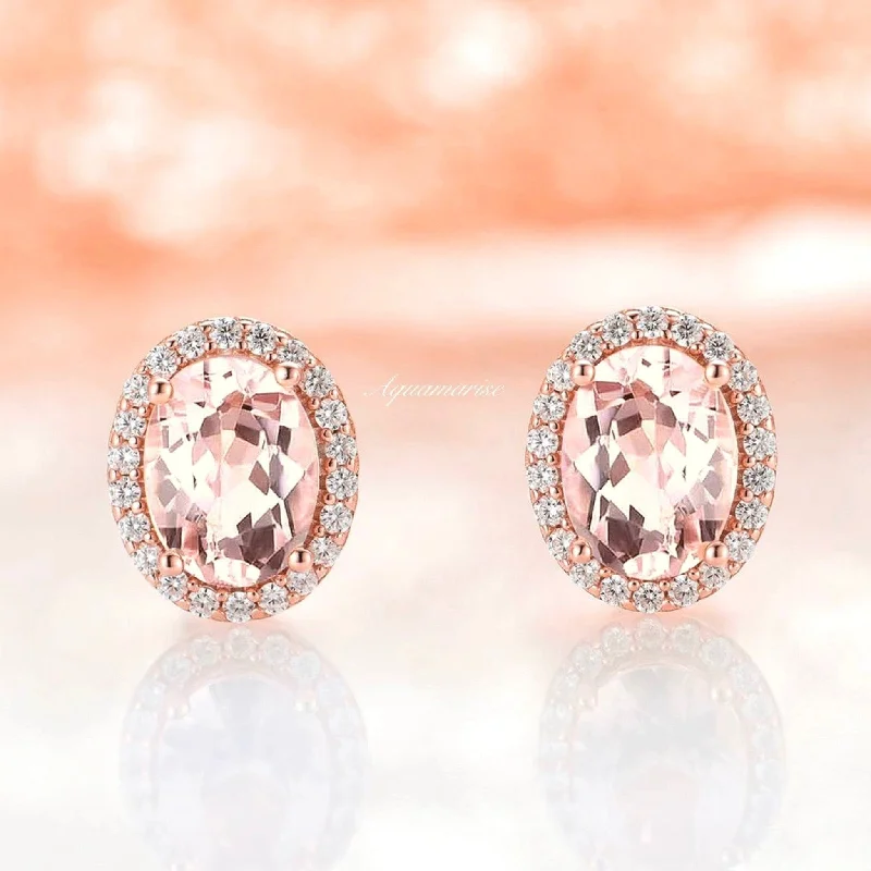 Iris Morganite Earrings- 14K Rose Gold Vermeil