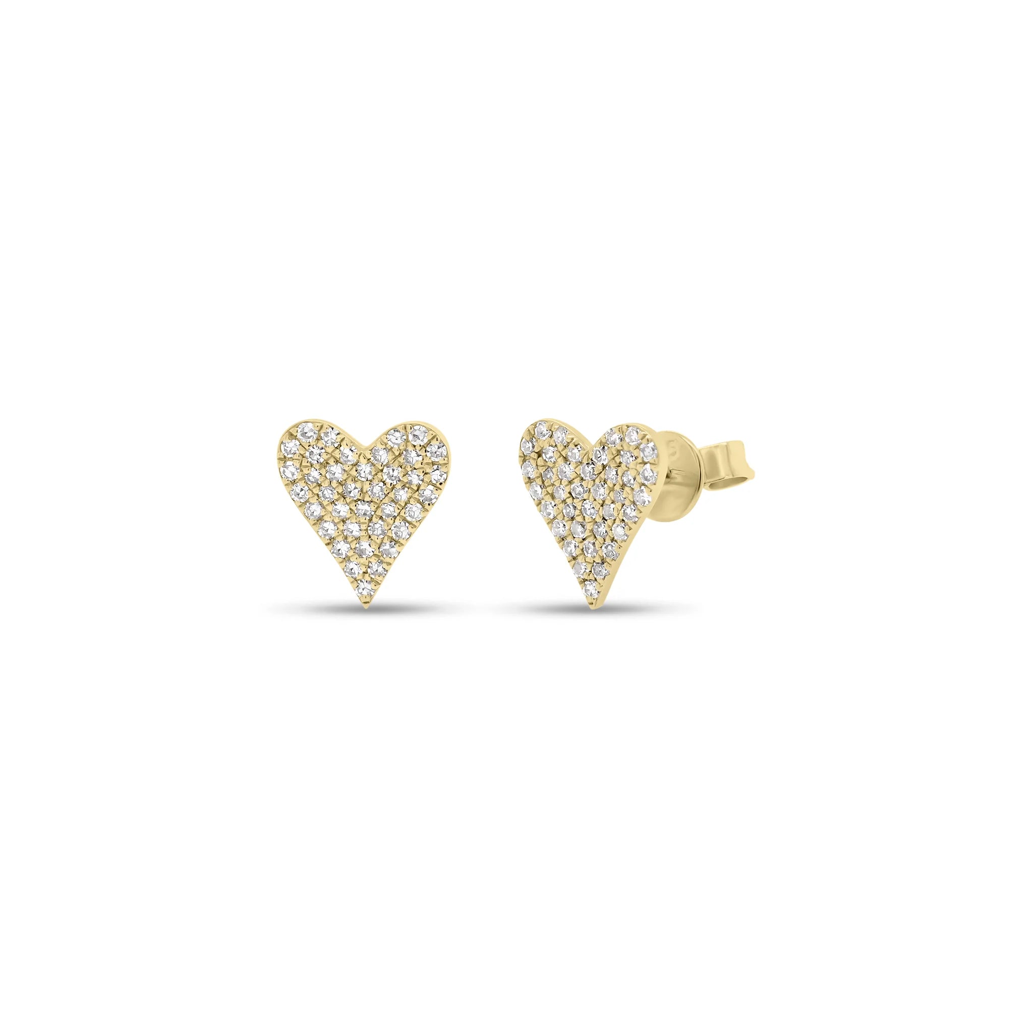 Pave Heart Diamond Studs