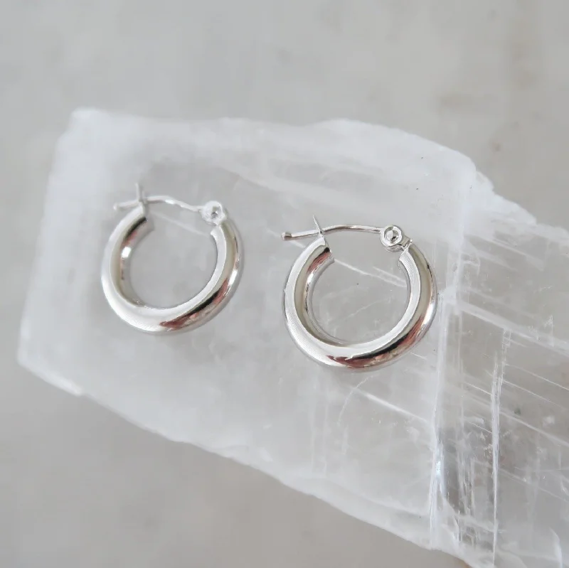 Petite Chubby Hoops 14K White Gold