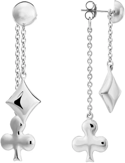 Poker Sign Dangle Earrings in Sterling Silver