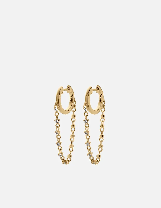 Rian Chain Earrings, Gold Vermeil w/Topaz