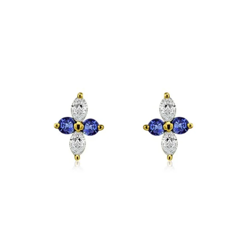 Sapphire and Marquise Diamond Studs