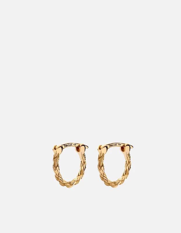 Slim Rope Huggie Earrings, Gold Vermeil