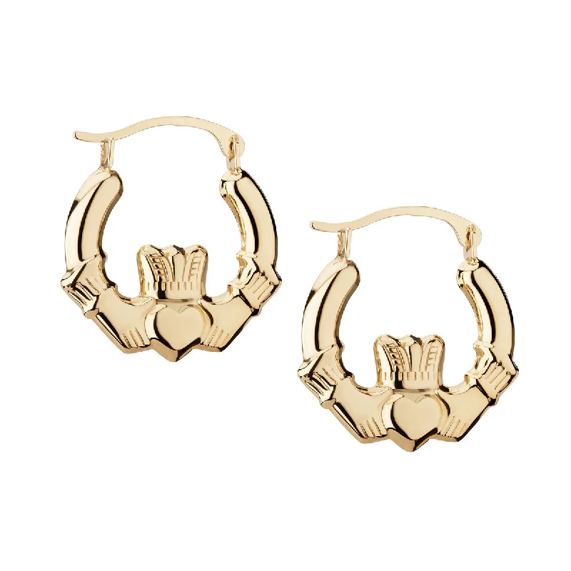 Small Claddagh Hoop Earrings in Gold