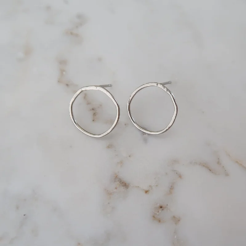 Small Hoop Studs White Gold