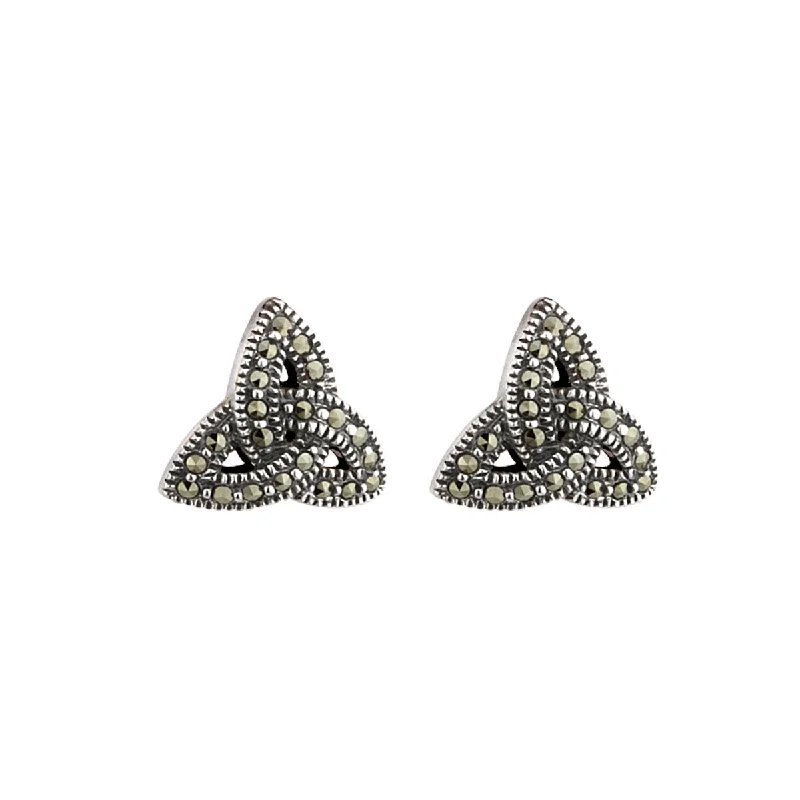 Sterling Silver Trinity Knot Marcasite Earrings