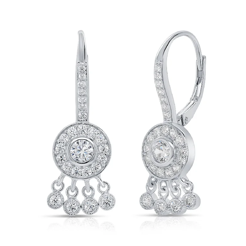 CZ Trendy Dangle Earrings in Sterling Silver