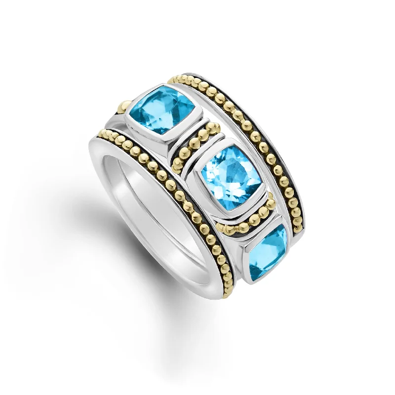 Swiss Blue Topaz Stacking Rings (Size 6)