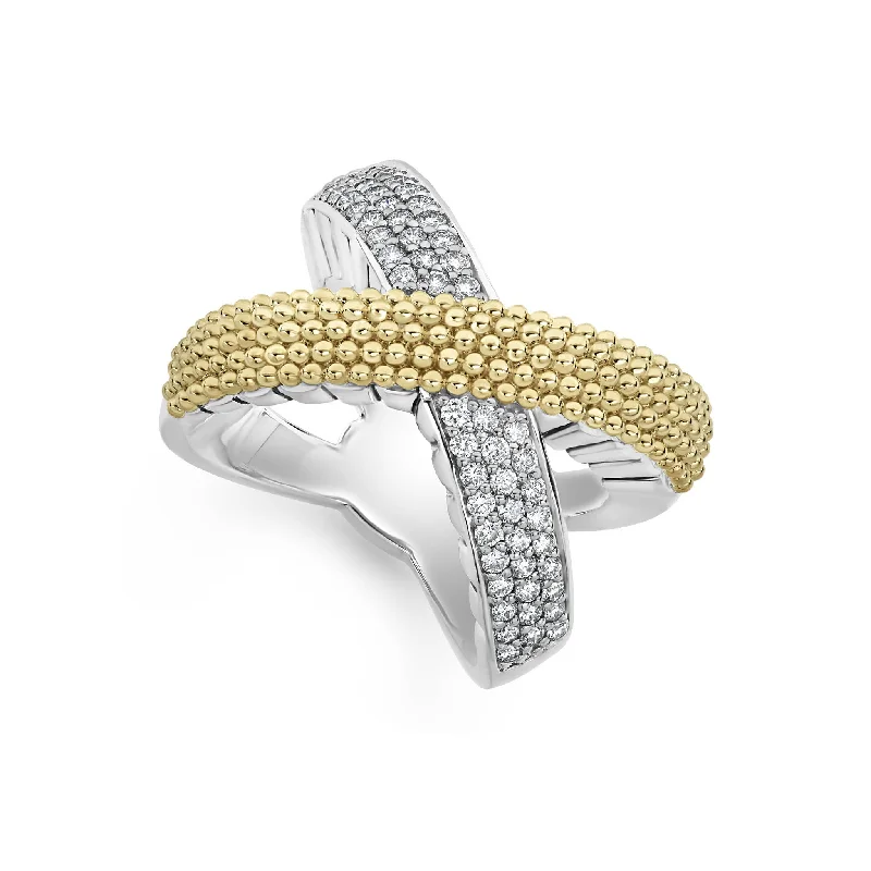 X Gold Caviar Diamond Ring (Size 7)