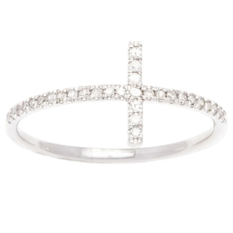 10k White Gold 1/4ct TDW Pave Diamond Cross Band