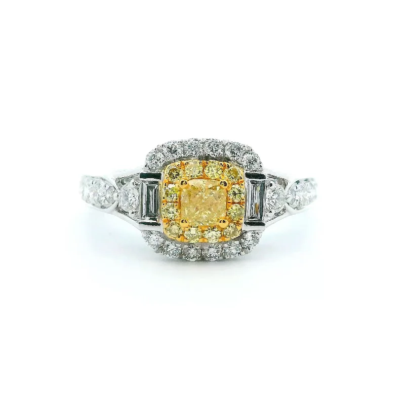 14K Two-Tone Gold 0.41cttw.Yellow Diamond & 0.65cttw. White Diamond Fashion Ring