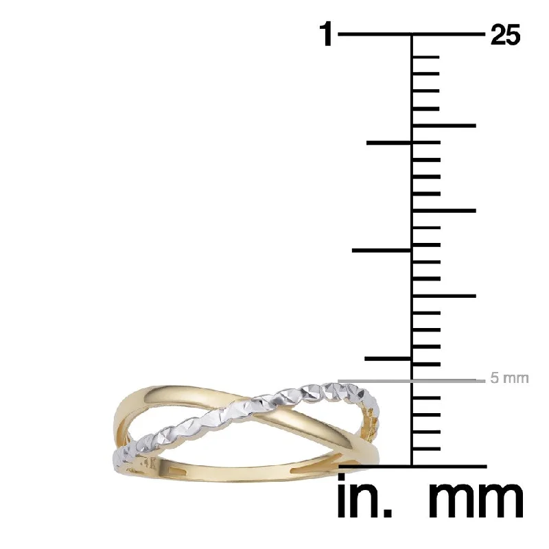 14k Two-Tone Gold Diamond-cut X Ring