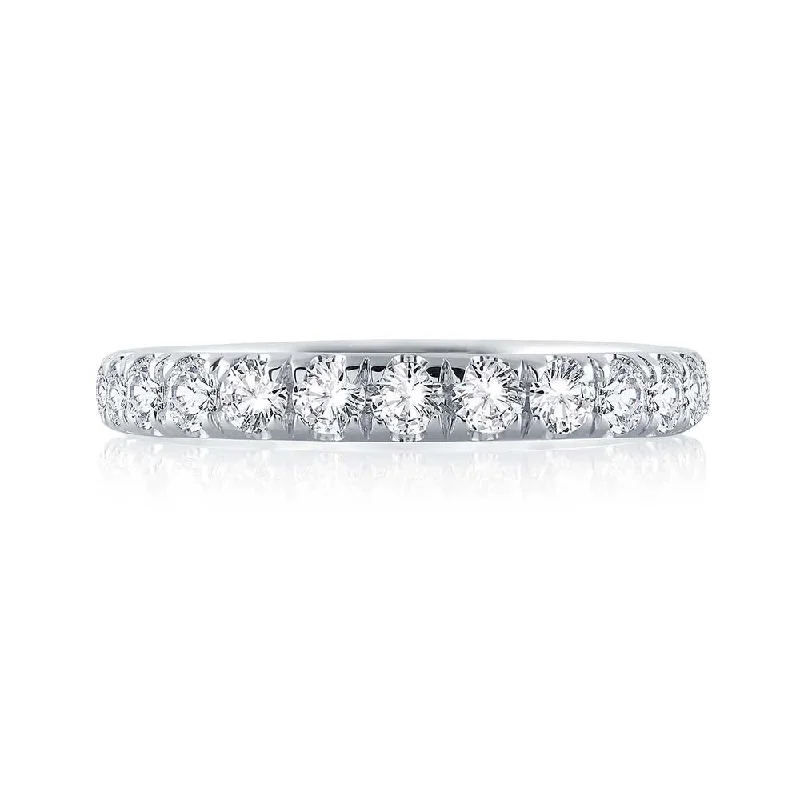 14K White Gold 0.16cttw. Diamond Classic Prong Straight Wedding Band