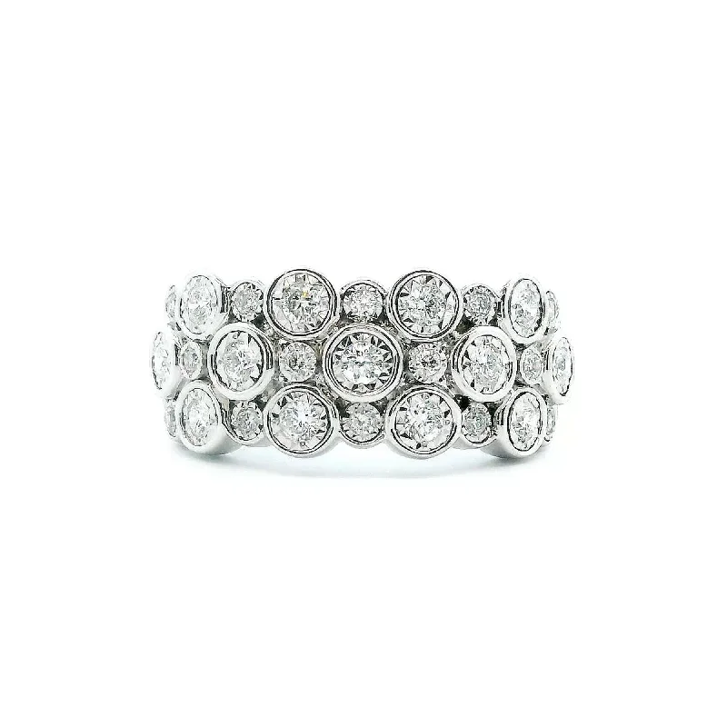 14K White Gold 0.51cttw. Diamond Multi Bubble Fashion Ring