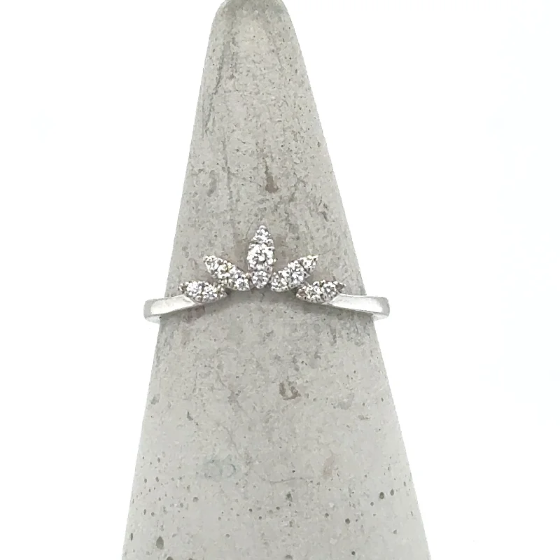 14K White Gold Diamond Crown Ring