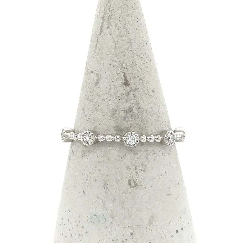 14K White Gold Diamond Stackable Band