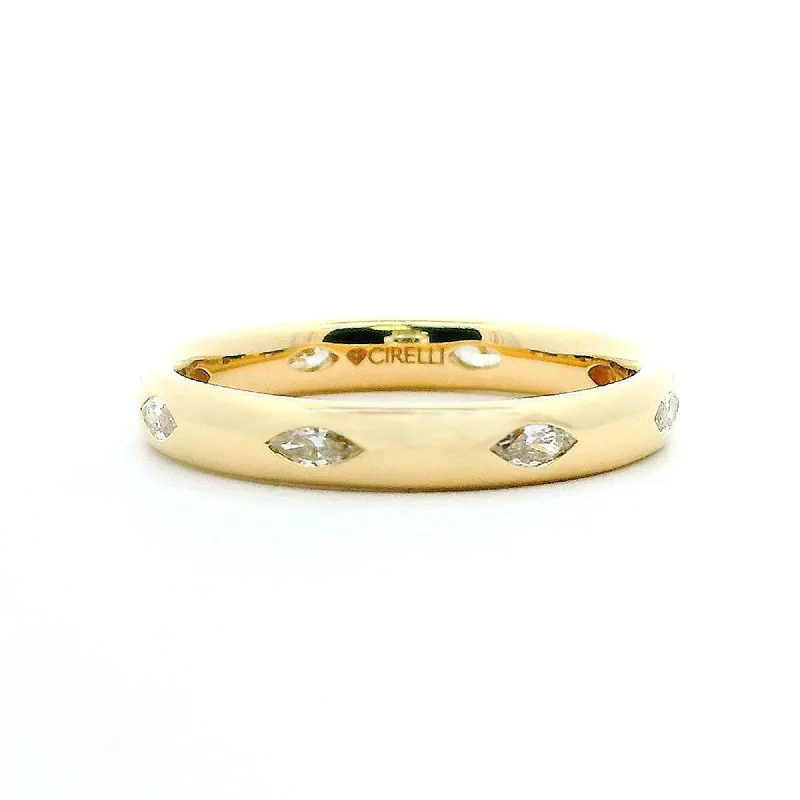 14K Yellow Gold 0.30cttw. Marquise Diamond East/West Fashion Ring