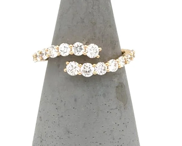 14K Yellow Gold Diamond Bypass Ring