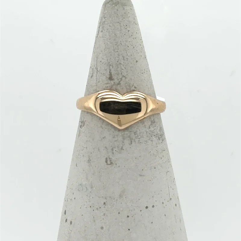 14K Yellow Gold Heart Signet Ring