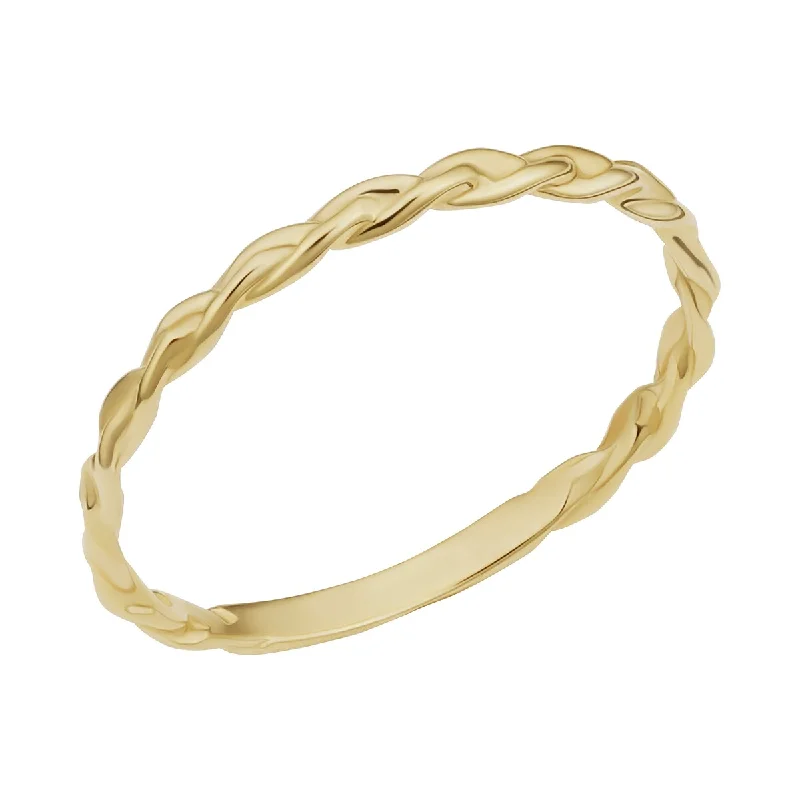 14k Yellow, White or Rose Gold Braided Band Ring for Women (1.6 millimeters)