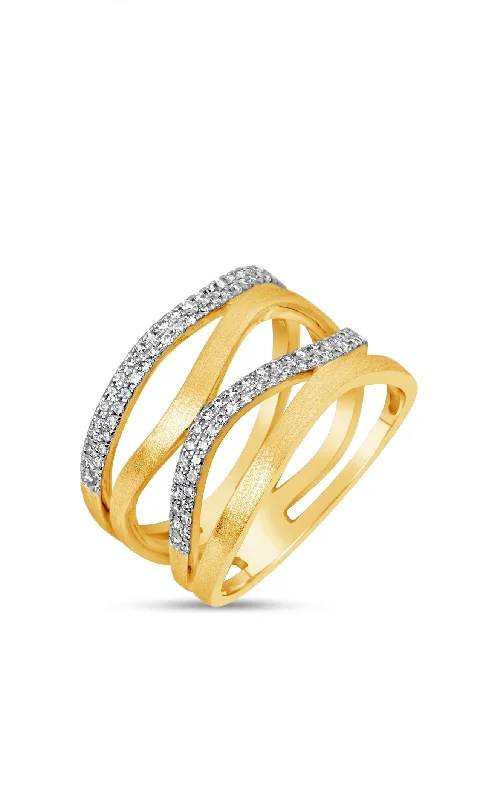 14K Yellow Gold Freeform Diamond Band