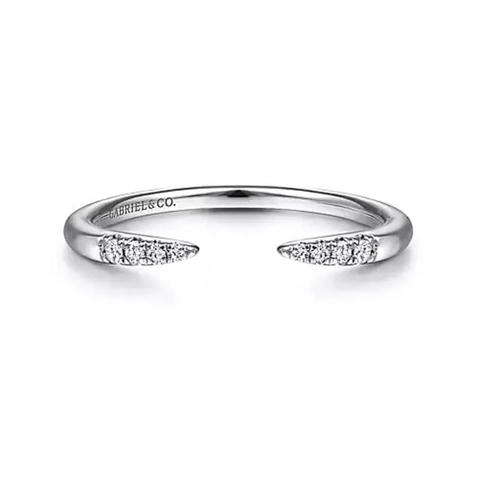 Gabriel & Co. Open Diamond Tipped Stackable Ring in 14K White Gold