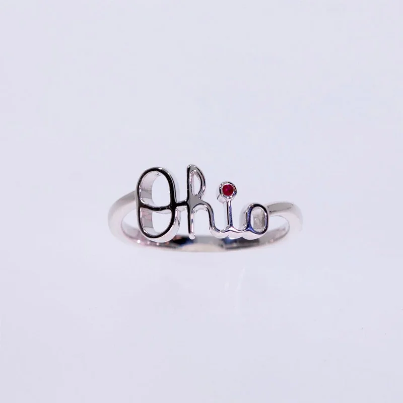 OSU Script Ohio Ring with Ruby (Size 7)