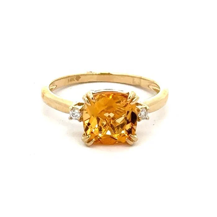 Mountz Collection 2.00CT Cushion Shaped Citrine Ring in 14K Yellow Gold