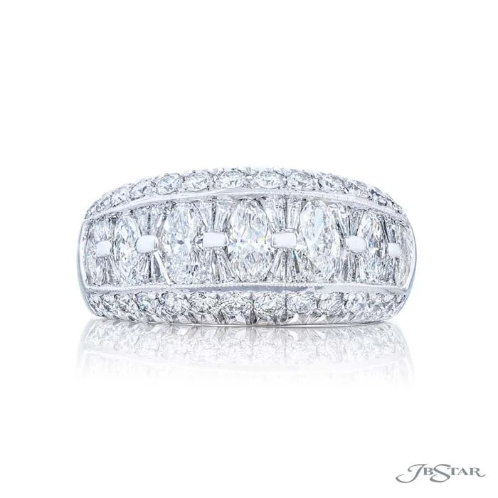 J B Star Marquise and Tapered Baguette Channel Band in Platinum