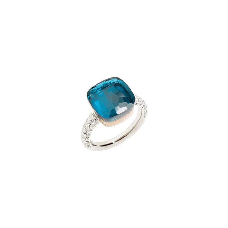 London Blue Topaz and Diamond Nudo Maxi Ring