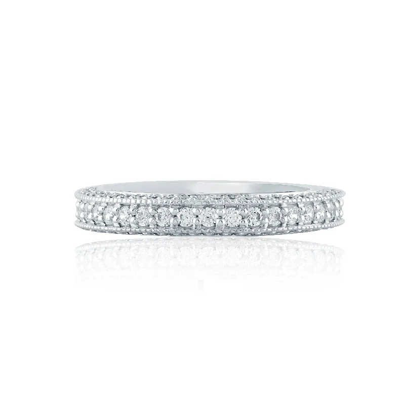 A.Jaffe Intricate Art Deco Milgrain Diamond Wedding Band MR1465/103