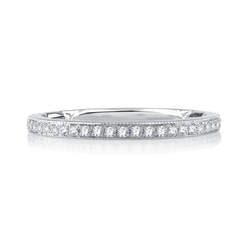 A.Jaffe Milgrain Detail Diamond Quilted Wedding Band MR2301Q/19