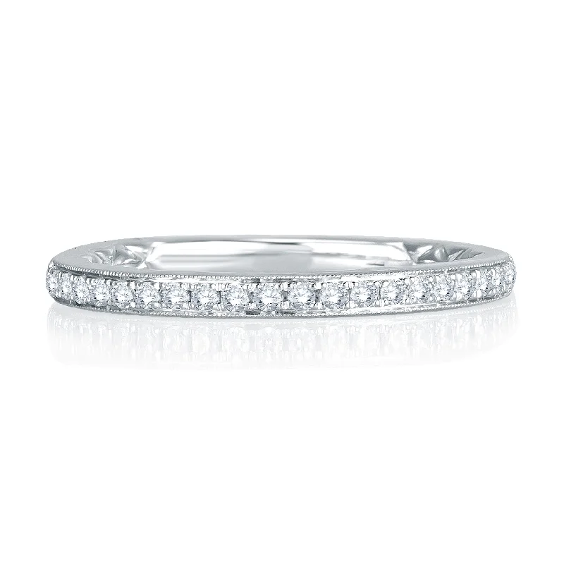 A.Jaffe Signature Milgrain Diamond Quilted Wedding Band MRS738Q/17