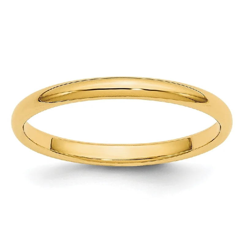 Amanda Rose Women's 10K Yellow Gold 2mm Classic Plain Wedding Band