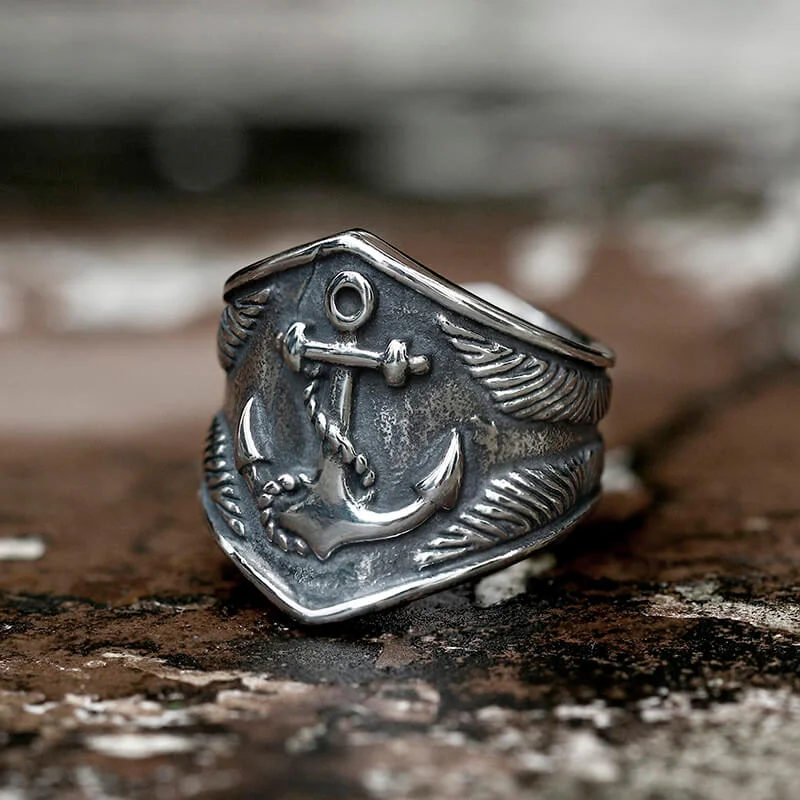 Anchor Eagles Stainless Steel Marine Ring