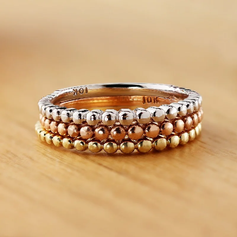 Auriya 10K Gold Petite Beaded Style Stackable Anniversary Ring