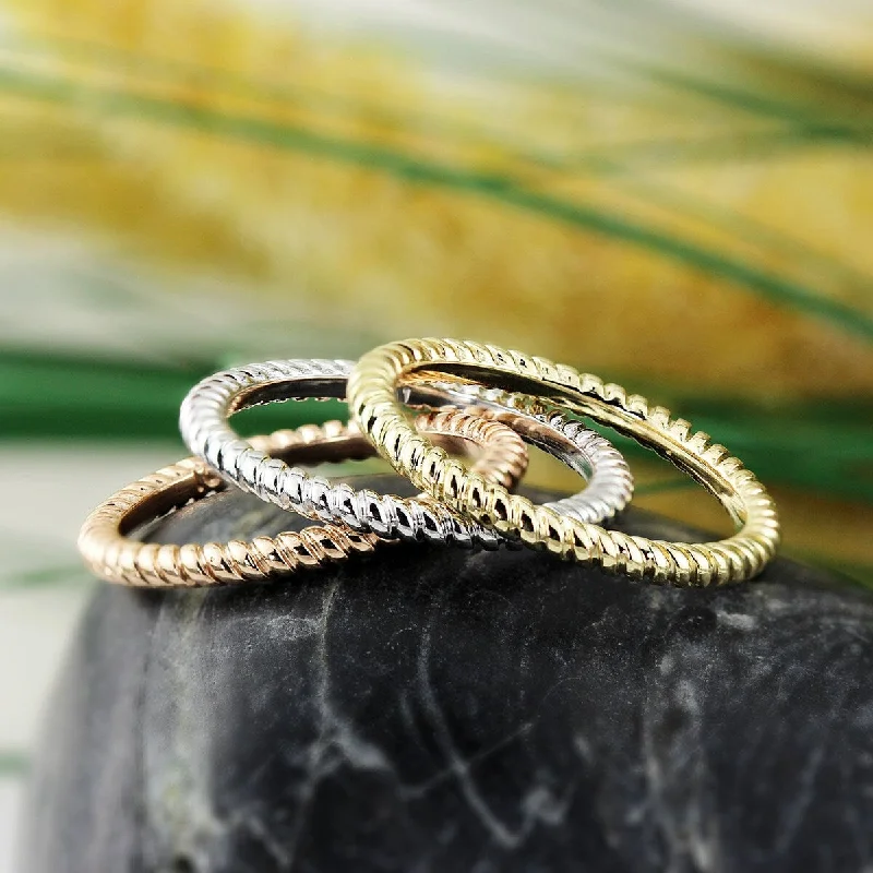 Auriya Petite Ultra-Thin Twisted Rope Stackable 10k Gold Ring