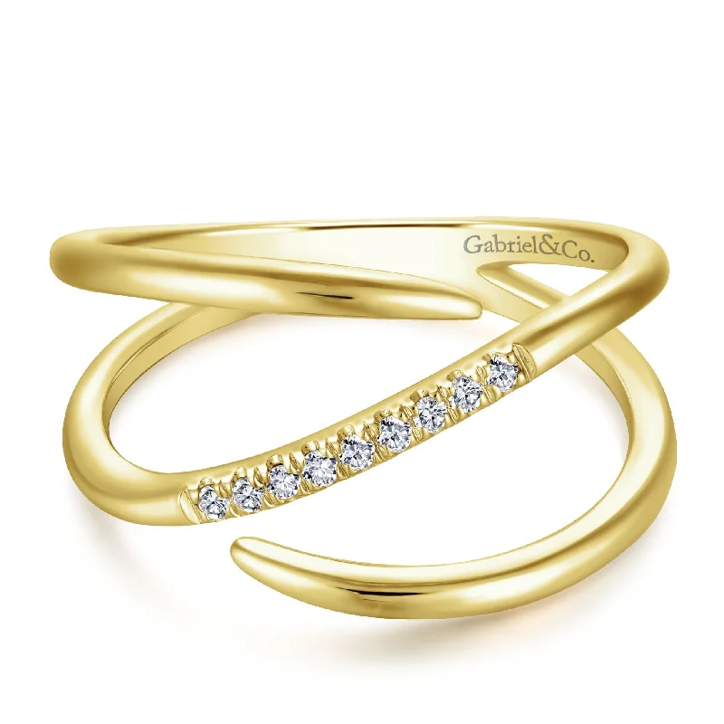 Gabriel & Co. Split Shank Pavé Diamond Wrap Ring in 14K Yellow Gold