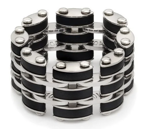 Black Link Steel Mens Fashion Ring