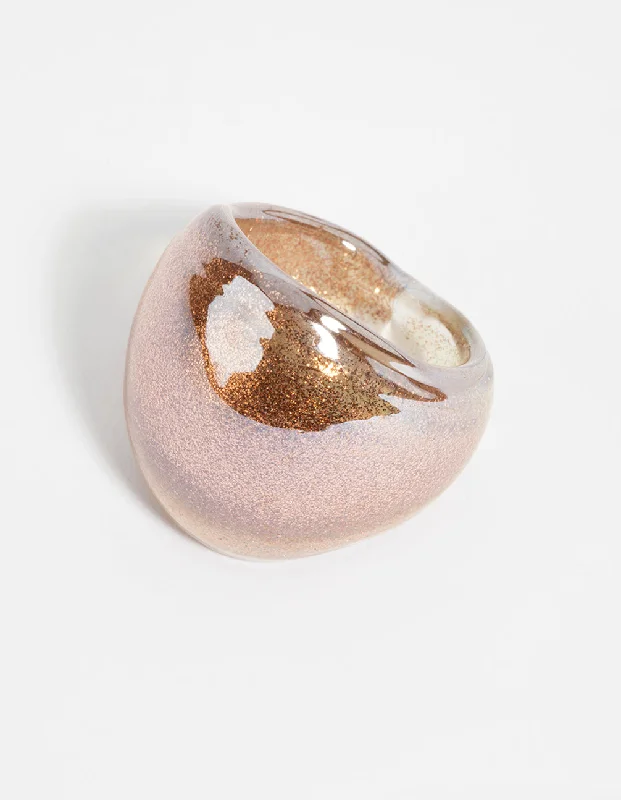 Bronze Glitter Dome Ring