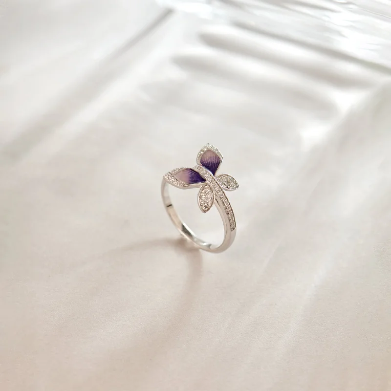 Butterfly Enamel & Diamond Ring