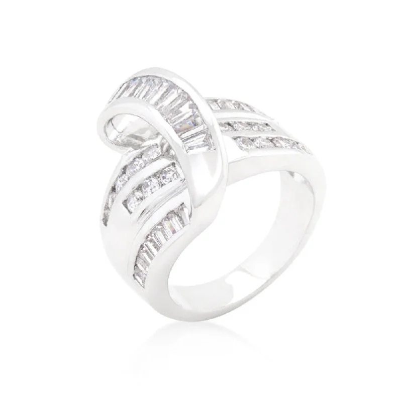 Channel Cubic Zirconia Set Overlap Ring For Wedding