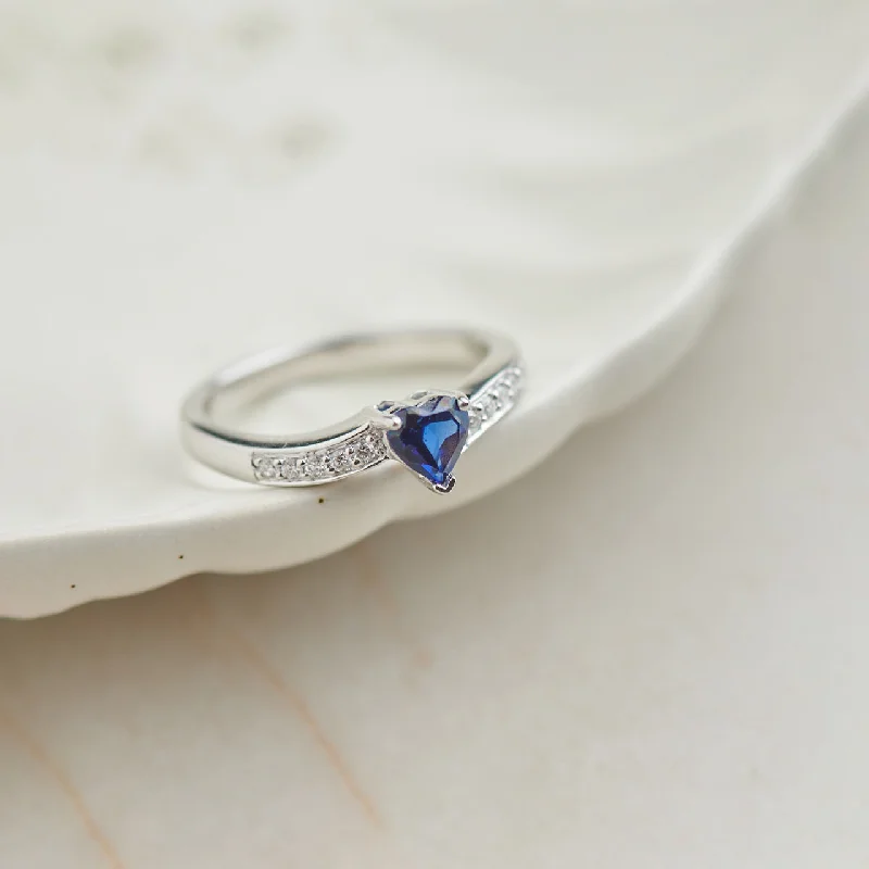 Created Sapphire & Diamond Heart Ring