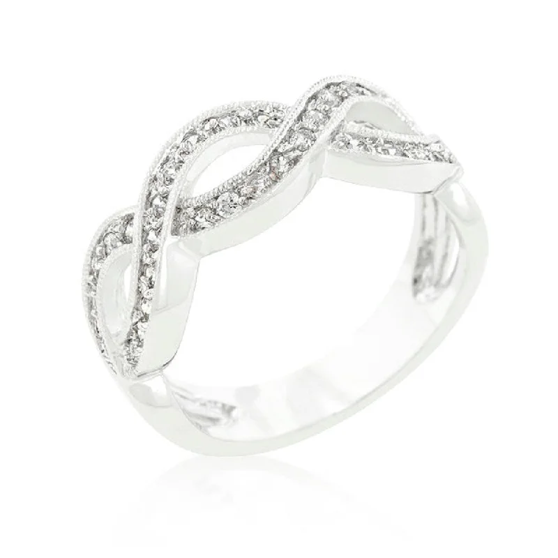 Cubic Zirconia Infinity Band With Genuine Rhodium Finish