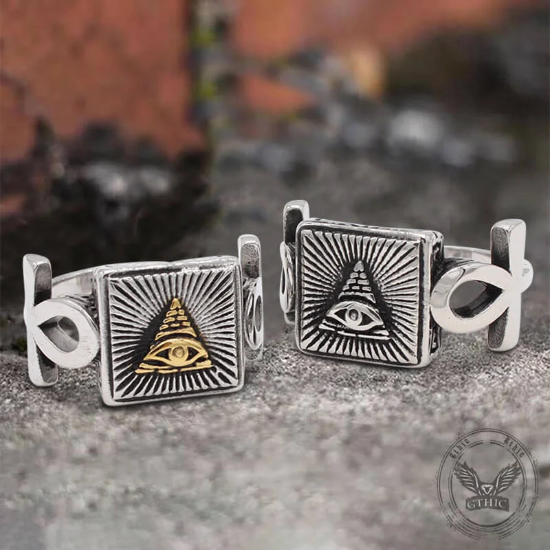 Eye of Providence Square Masonic Stainless Steel Ring