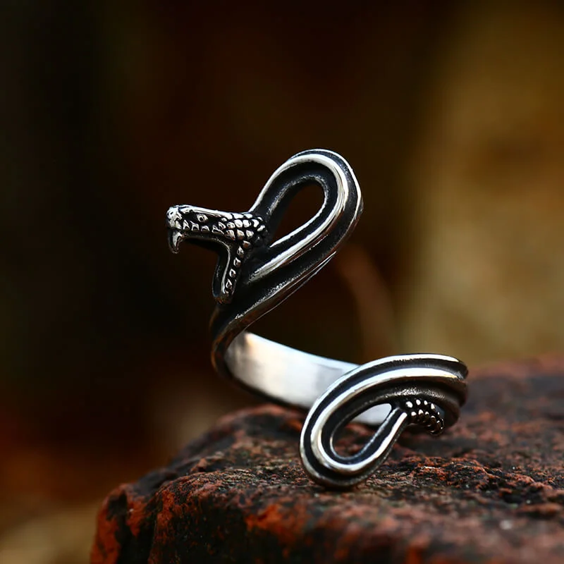 Fighting Snake Stainless Steel Animal Ring